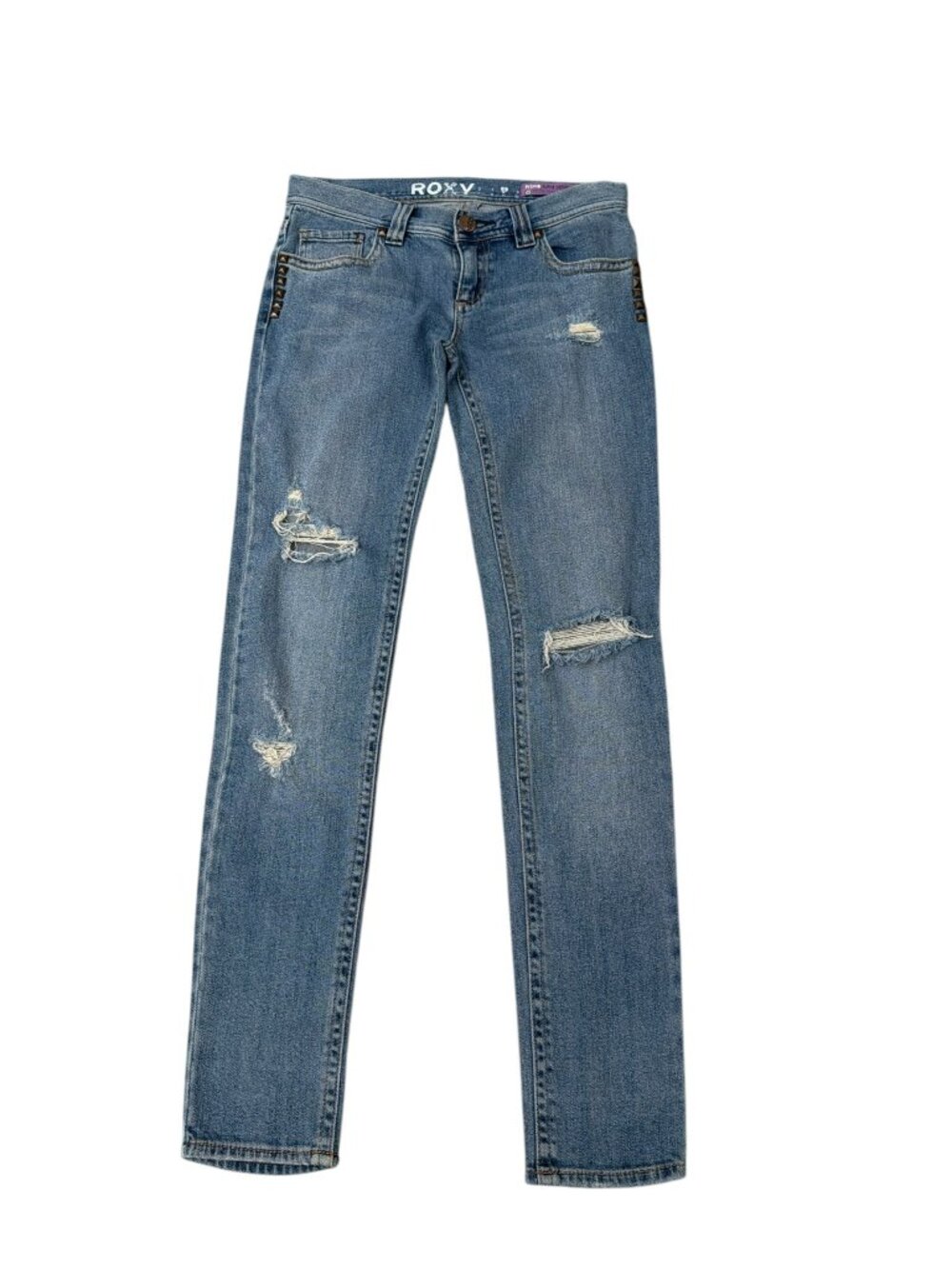 Roxy Jeans Pismo Super Skinny Skyscraper Stud Distressed Juniors Size 3 x 31"L